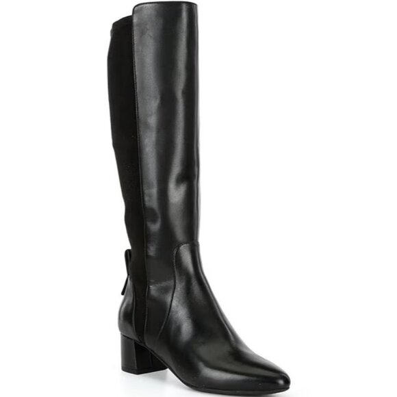 NIB Cole Haan Women's Go-To Block-Heel Dress Tall Boots Sz 6.5 B Black Leather - Picture 1 of 9